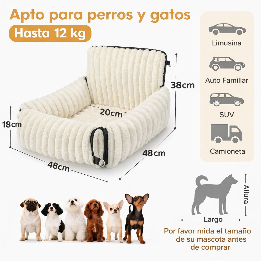 Asiento Para Perro Auto Cama Portátil Mascotas